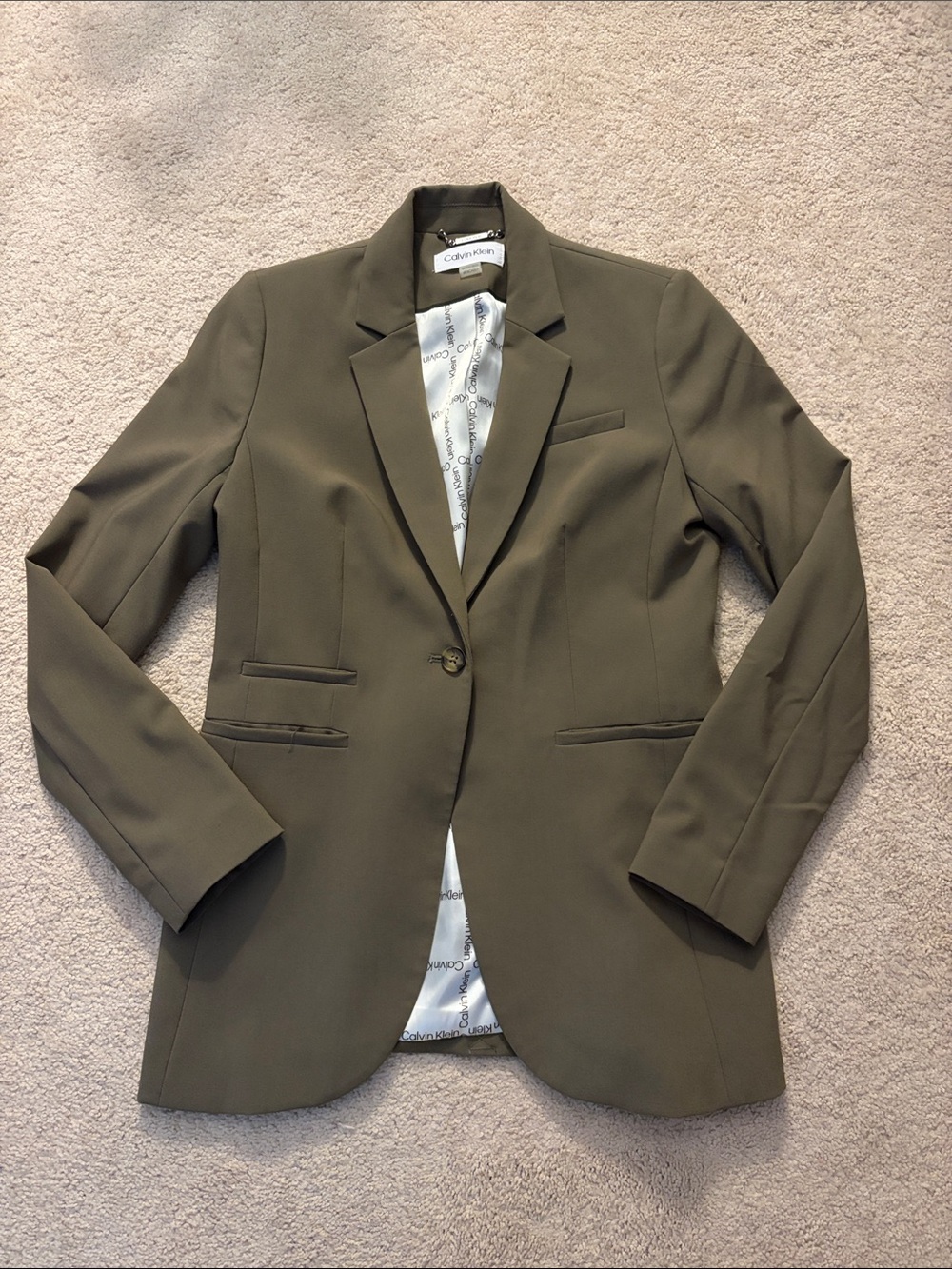 Calvin Klein Olive Green Single-Button Women's Blazer